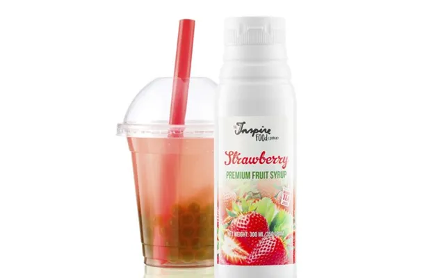 Frugtsirup Til Bubble Tea Med Jordbær Smag 300 Ml. - Frugtsirup