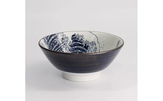 Hokusai Ramen Bowl 17x8 Cm Blå & Hvid Porcelænsskål - Service