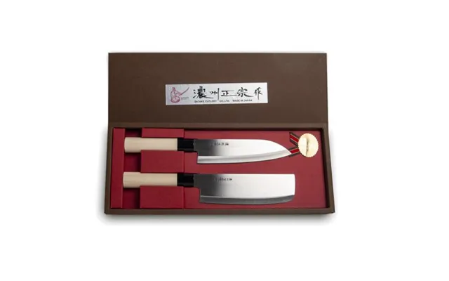 Japansk Sushi Kniv Sæt Santoku Nakiri 2 Dele - Køkkenkniv