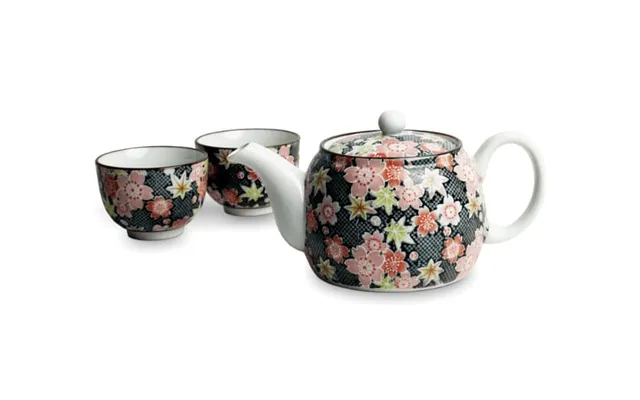 Japansk Te-sæt Med Blomster 600 Ml - Gavesæt Og Æsker