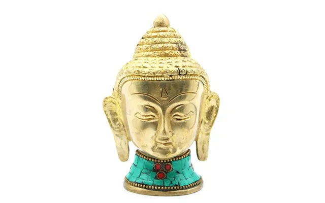 Lille Buddha Hoved I Messing Mini Statue 5 Cm - Figurer