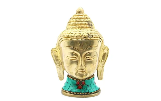 Lille Buddha Hoved I Messing Mini Statue 5 Cm - Figurer