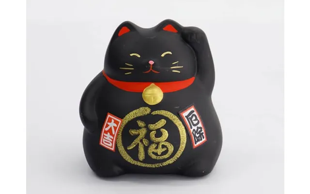 Lucky Cat Black 9 Cm Japansk Maneki Neko - Figurer