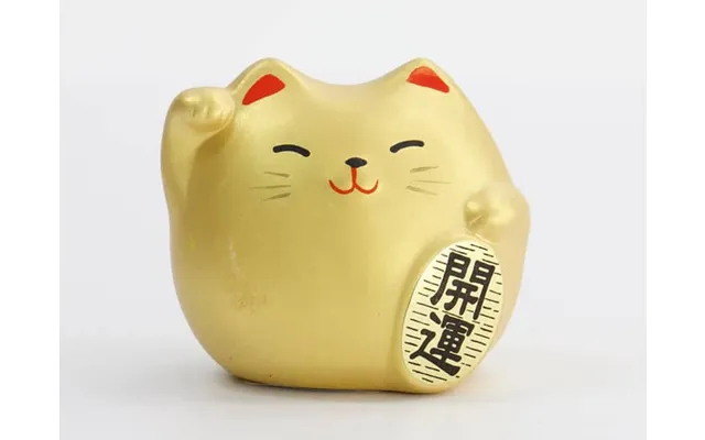 Lucky Cat Gold 5,5 Cm Japansk Maneki Neko I Stentøj - Figurer
