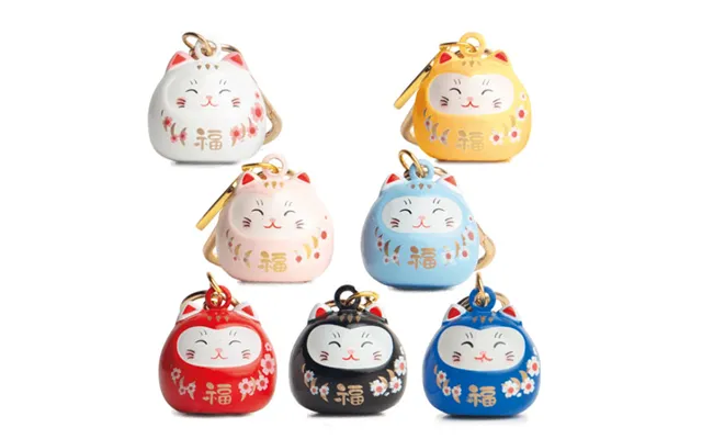 Lucky Cat Keychain Nøglering Ø2cm 1 Stk. - Dekoration