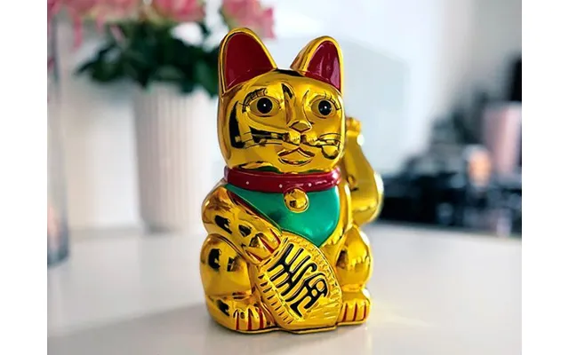 Lykkekat Maneki Neko Guld Batteri 15 Cm. - Figurer