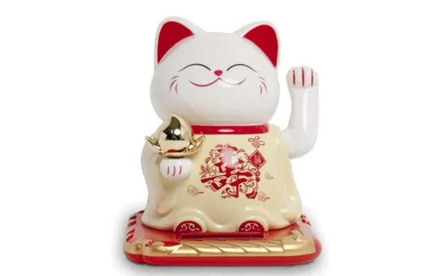 Lykkekat Maneki Neko Kejser Shou Solenergi 10,5 Cm. - Figurer