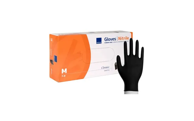 Nitrilhandsker Sorte Abena Classic Sensitive M Pudderfri - 100 Stk