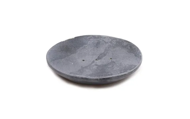 Oval Sæbeskål I Grå Sæbesten Klassisk Design 10×12 Cm - Badeværelsestilbehør