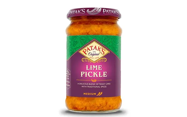 Pataks Medium Hot Lime Pickle 283 G. - Grønt Og Frugt På Glas Og Dåse