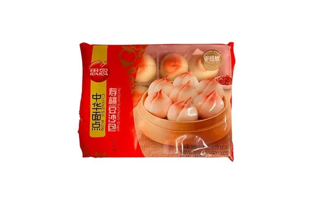 Sanquan Peach Shaped Sweet Red Bean Paste Bun 12 Stk. - Forårsrulledej, Gyoza Og Melprodukter