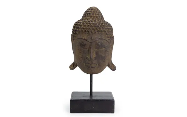Stort Buddha-hoved På Fod I Grå Serenity Statue - Figurer