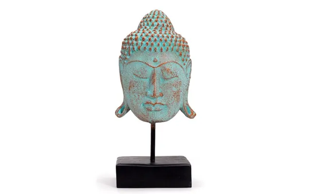 Stort Buddha-hoved På Fod I Grøn Kobber Serenity - Figurer