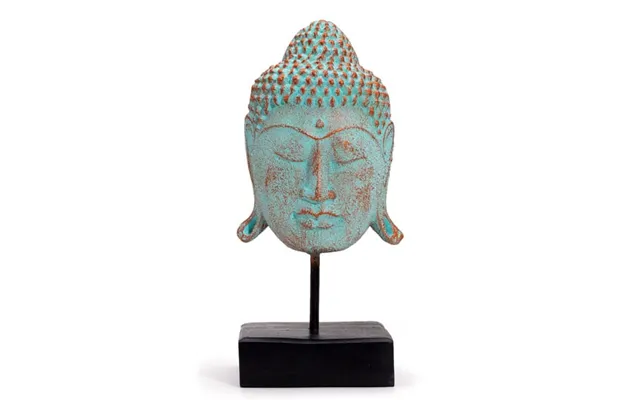 Stort Buddha-hoved På Fod I Grøn Kobber Serenity - Figurer