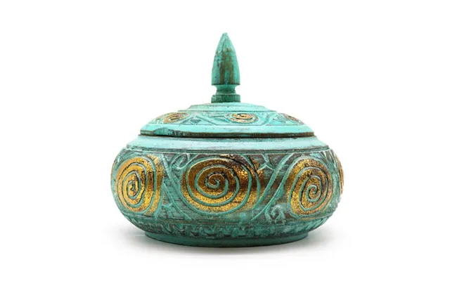 Turquoise Squat Sweet Jar Dekorativ Trækrukke I Turkis - Dekoration