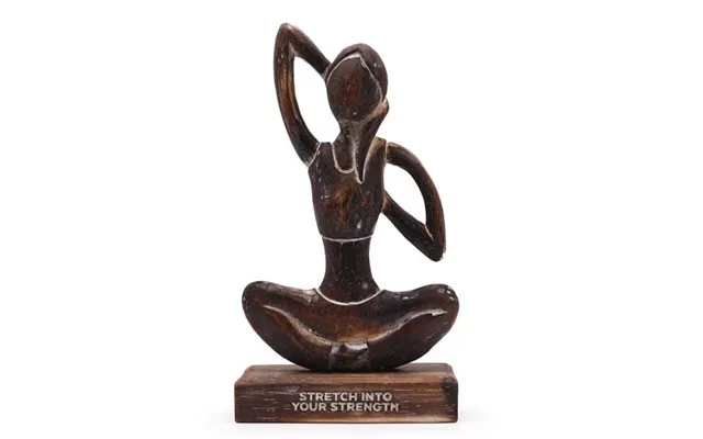 Wooden Yoga Lady Cow Face Pose Antik Yogaskulptur I Træ - Figurer