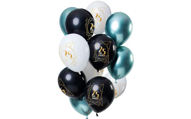 25 Års Jubilæum Balloner Sæt 12x - 30 Cm