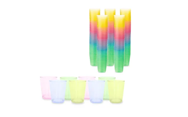 3 Cl Plastik Shotglas 100x Farvet Genanvendelige