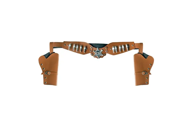 Cowboy Sherif Bælte Med Dobbelt Hylster Brun - 125 Cm