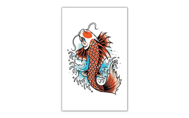 Falsk Og Midlertidig Japansk Koi Fisk Tatovering 10.5x20 Cm