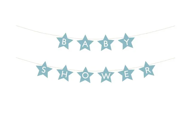 Lyseblå Babyshower Stjerne Guirlande - 290x16,5 Cm