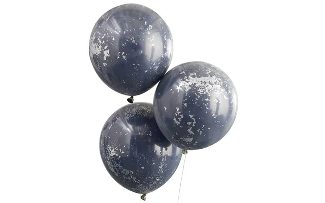 Mørkeblå Balloner Med Sølv Konfetti 3x - 45 Cm
