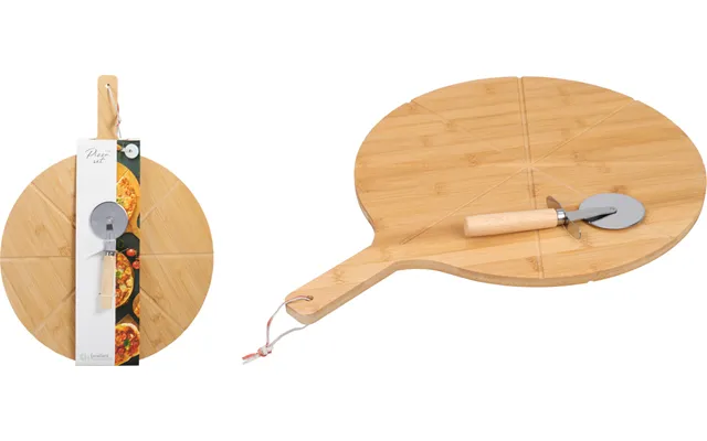 Pizzabræt I Bambus Med Pizzahjul Ca. 50 Cm