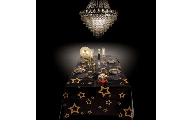 Sort Dug Med Guld Stjerner - 180x130 Cm