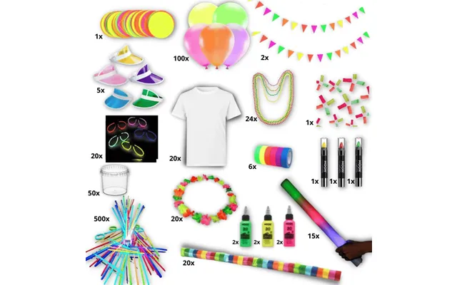 Stor Uv Neon Fest Pakke Inkl. Maling - Knæklys