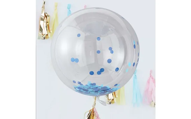 Store Runde Balloner Med Blå Konfetti 3x - 90 Cm