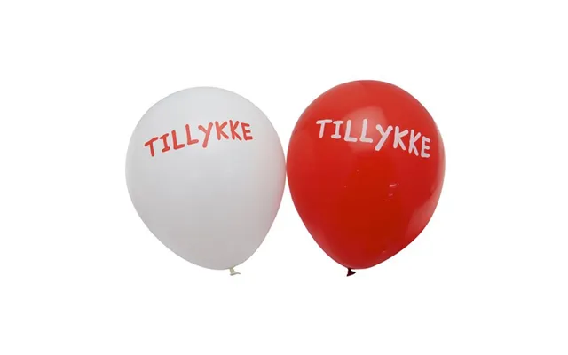 Tillykke Balloner I Rød Og Hvid 6x - 25 Cm