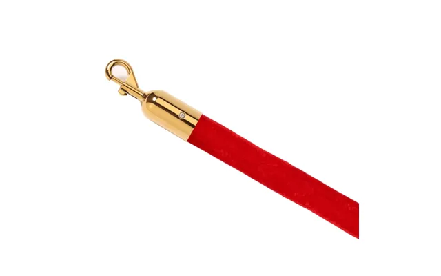 Vip Afspærringsreb Rød Velour Guld Kliklås 180 Cm