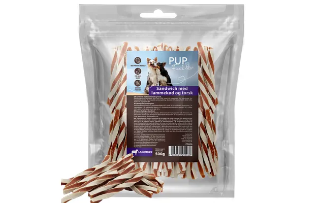 Pupfuel Sandwich Med Lammekød Og Torsk 500 Gram