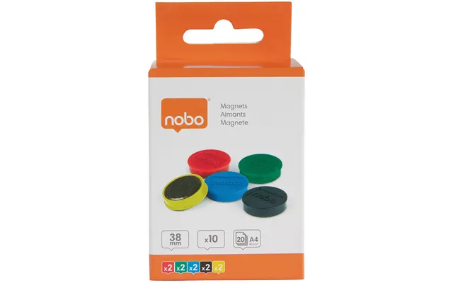 Nobo Magneter 38 Mm Ekstra-stærk 10-pak Farvemix