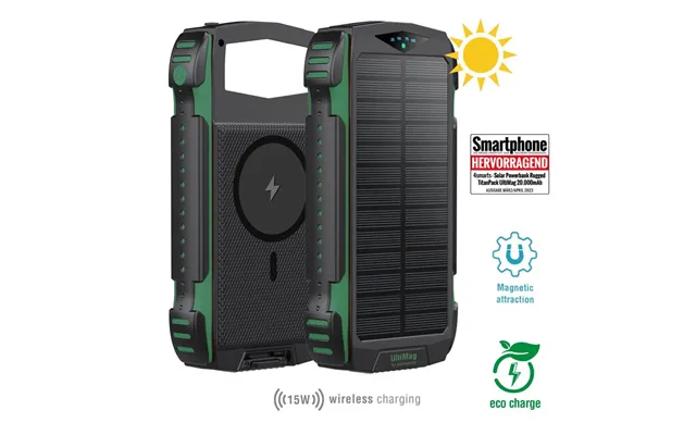 4smarts Rugged Titanpack Ultimag 20.000 Mah Solcelle Powerbank 18w Pd & Qc - Green