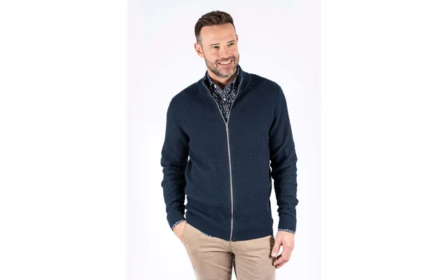 Pre End - Ludvig Stik Cardigan Med Struktur I Navy