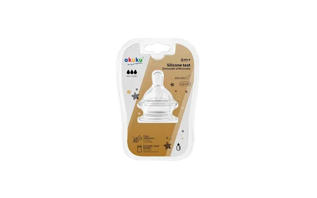 Akuku Silicone Teats For Wide Neck Bottle 2pcs 6m