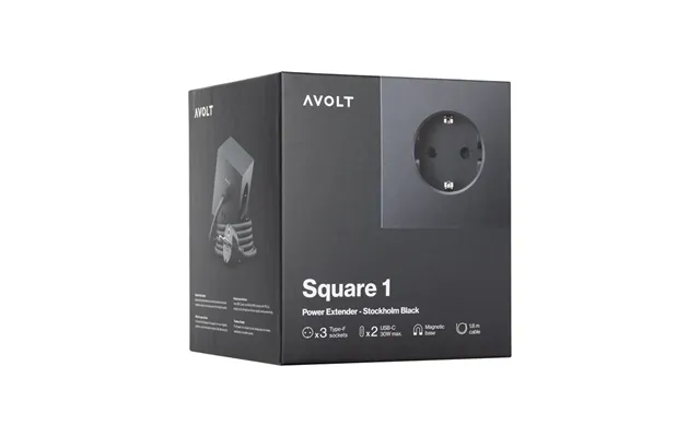 Avolt Square 1 With 30w Dual Usbc & Magnetic Base 1.8m Stockholm Black