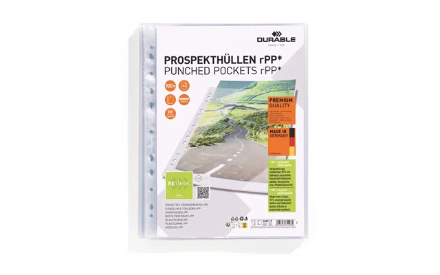 Durable Plastlomme Til Ringbind Premium A4 Rpp 100 Stk Pose.