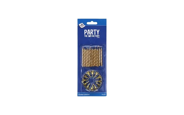 Haza Witbaard Cake Candles With Holders Gold 12pcs.