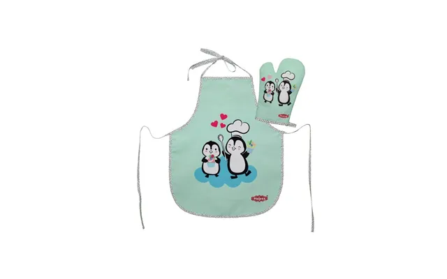 Heless Set Of Children's Apron And Oven Glove Penguin