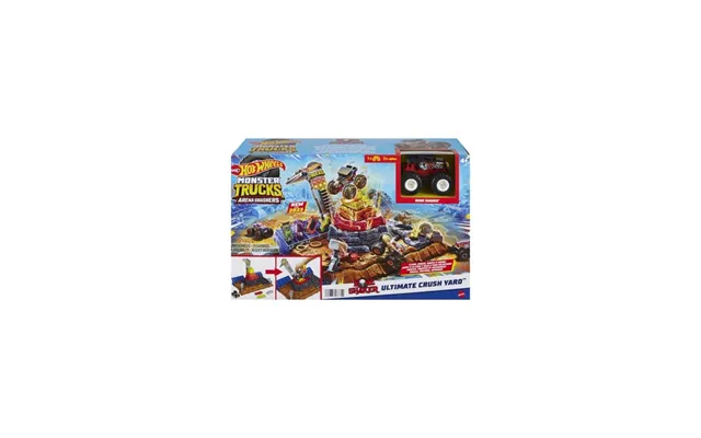 Hot Wheels Monster Trucks Arena Smashers Bone Shaker Ultimate Crush Yard With 1 Vehicle
