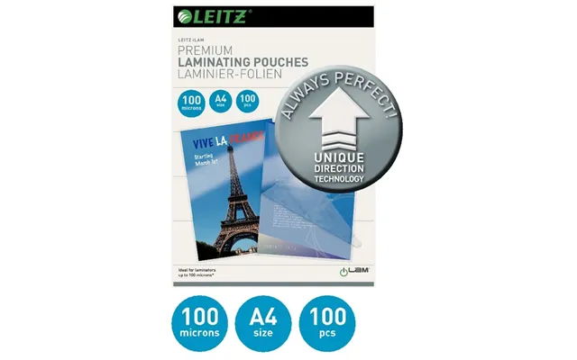 Leitz Lamineringslomme A4 Udt 100mic. Æske 100