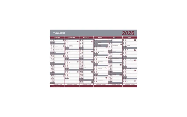 Mayland Kontorkalender Dobbelt Halvårskalender 2026