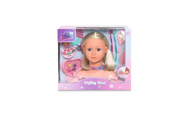 Real Uniq Blond Frisør- Og Sminke Hoved M. Tilbehør Og Makeup