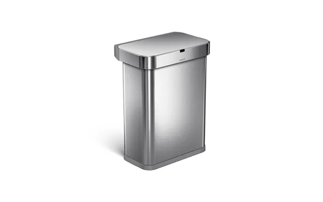 Simplehuman 58l Rektangulær Sensor Skraldespand Med Stemmestyring - Børstet