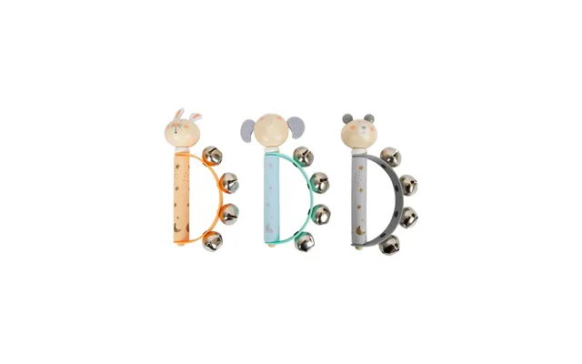 Small Foot - Wooden Baby Tambourine Animal Pastel Assorted