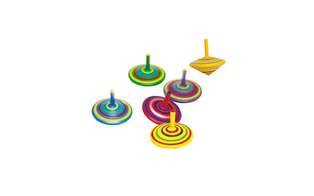 Small Foot - Wooden Spinning Top With Stripes 6pc