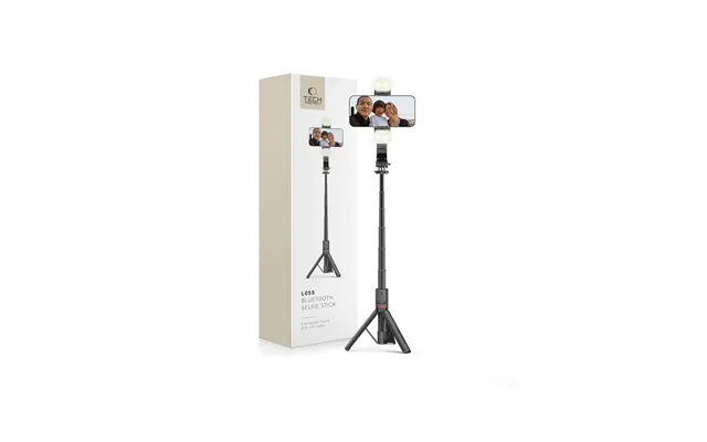Tech-protect L05s Bluetooth Selfie Stick With Tripod Up To 105cm With Led Lamp - Black