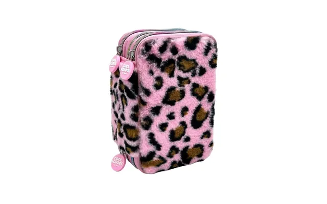 Tinka Triple Pencilcase - Leopard Rosa